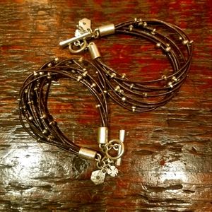 Leather Bracelets (2) w Silver Beading  BNWT